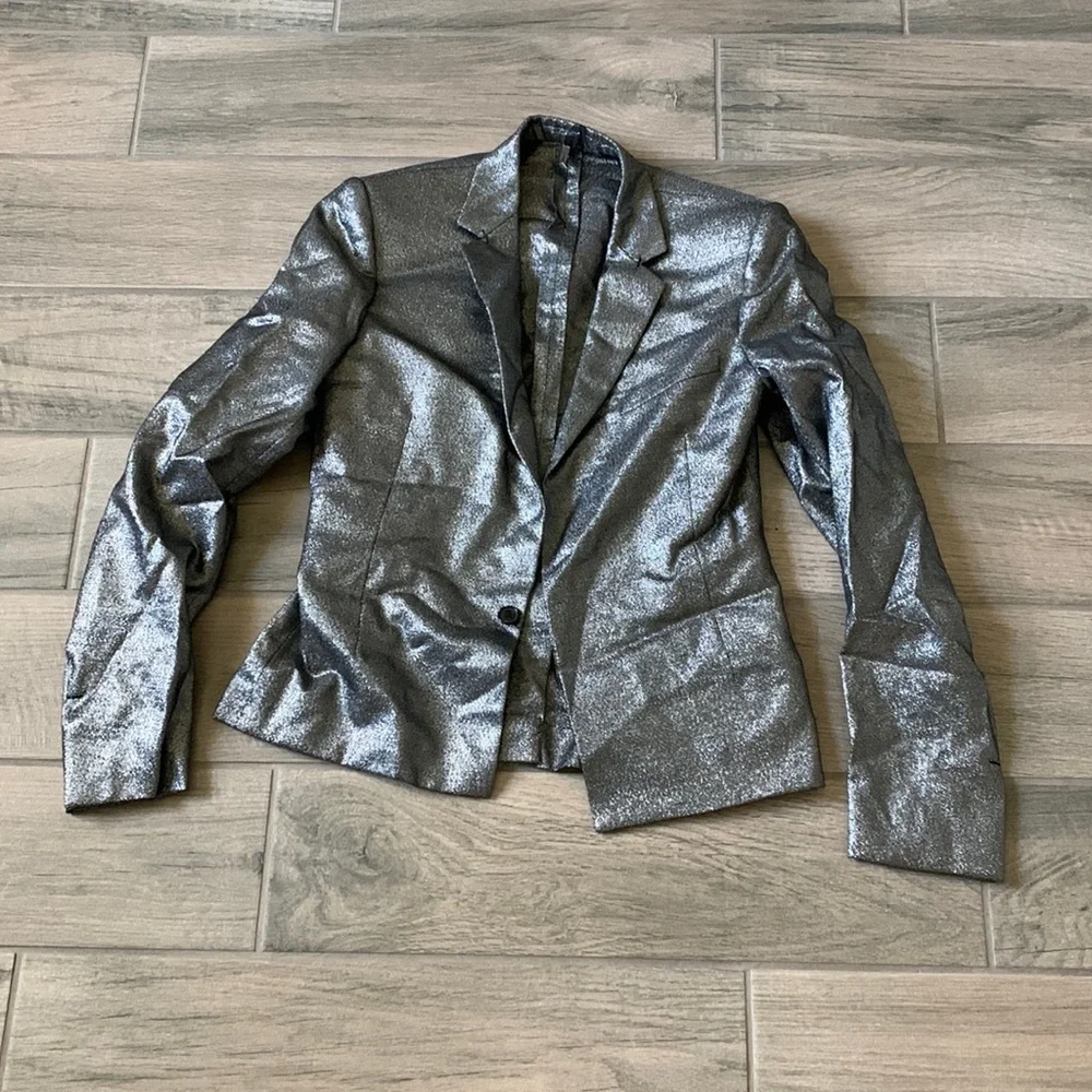 Dior Homme Archival Metallic Silver Shimmer Textured Blazer Jacket